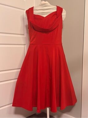 Red Sleeveless Fit & Flare Midi Dress